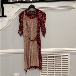 Banana Republic Red and Beige Asymmetrical Dress